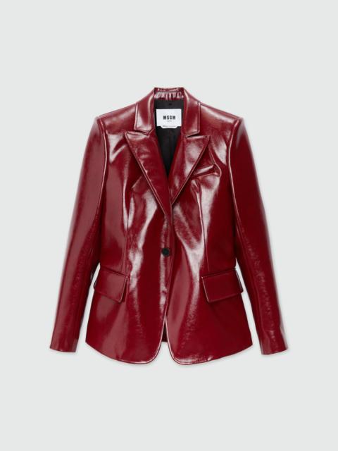 MSGM Red patent leather single-breasted jacket