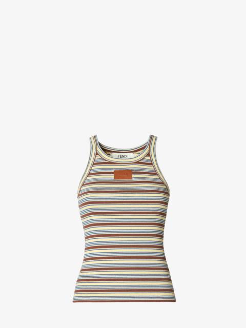 FENDI Top Multicolor cotton striped knit top