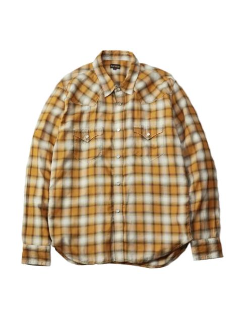 THE FLAT HEAD FN-SCW-021L 3oz Ombre Check Western Shirt Yellow