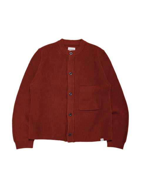 NORSE PROJECTS Gullverket Cotton Wool Rib Cardigan Cowhide