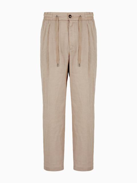 GIORGIO ARMANI Single-pleat, linen-canvas trousers