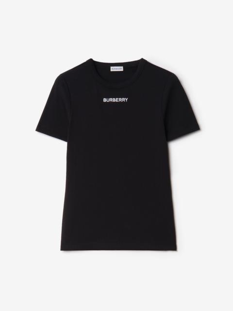 Ribbed Stretch Cotton T-shirt