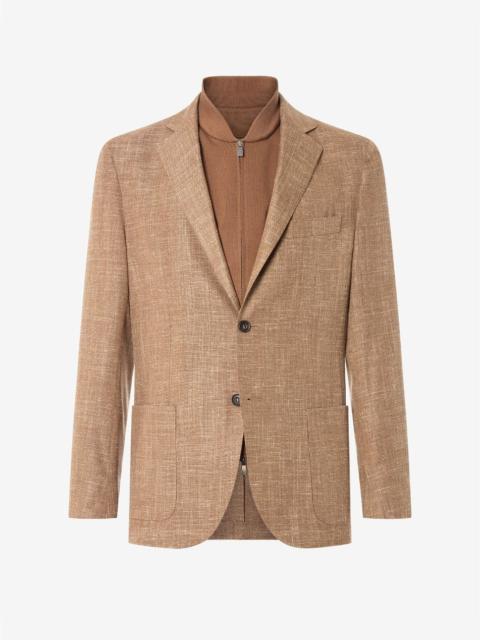 CORNELIANI Brown wool, linen and silk suit with inner vest