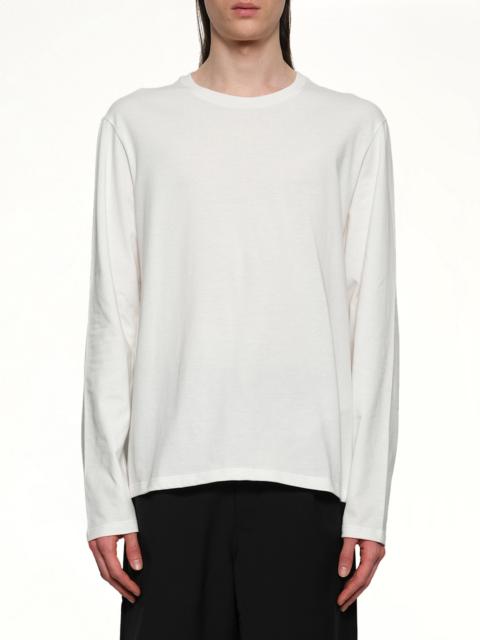 Jil Sander Leather Patch Long Sleeve T-Shirt in Porcelain