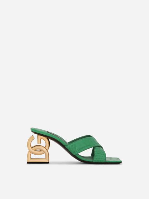 Dolce & Gabbana Crocodile-print calfskin mules with DG pop heel