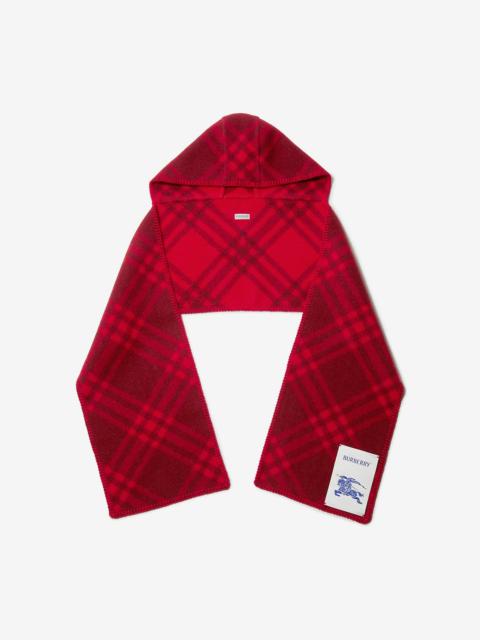 Check Wool Hooded Scarf