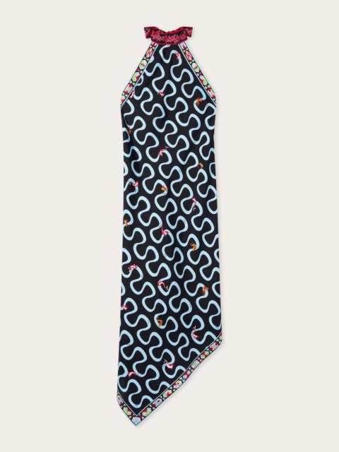 PUCCI ONDA PRINT HALTERNECK SILK DRESS