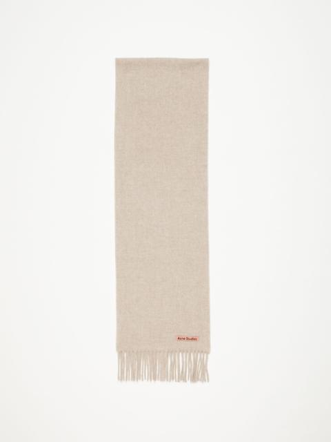 Fringe wool scarf - skinny - Oatmeal melange