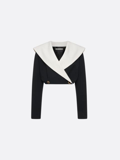 Alessandra Rich WOOL CRÊPE CROPPED DOUBLE BREASTED JACKET