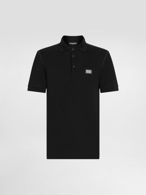 Dolce & Gabbana Cotton piqué polo-shirt with branded tag