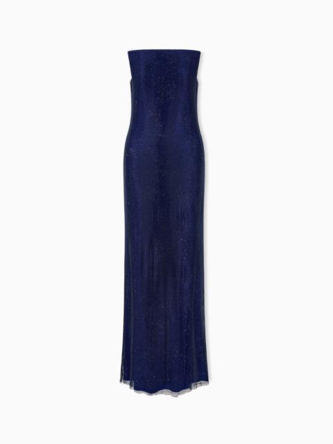GIORGIO ARMANI PURE SILK AND RHINESTONE LONG DRESS