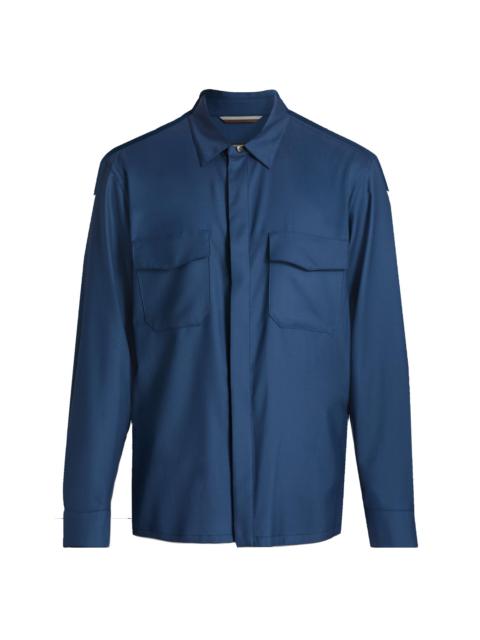 Canali Men's HighLuxury Wool-Silk Overshirt - Blue