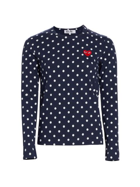 Comme des Garçons PLAY Women's Polka-Dot T-Shirt - Navy White