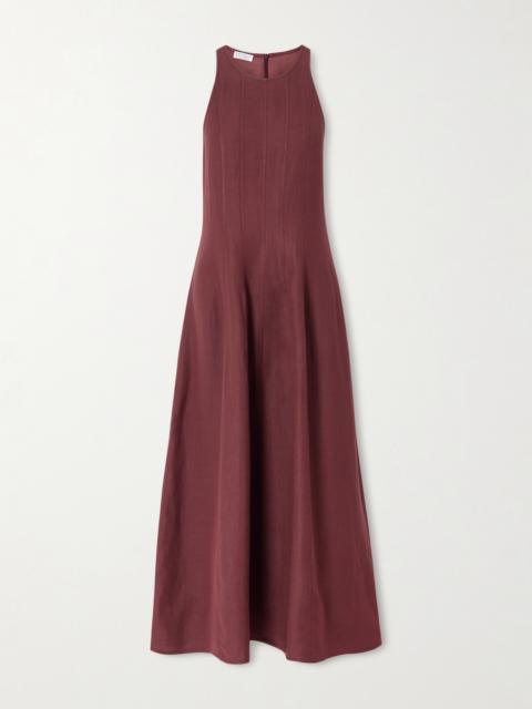 Brunello Cucinelli Paneled Twill Midi Dress