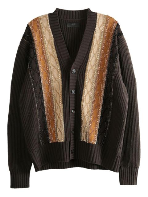 AMIRI striped-detail patterned cardigan