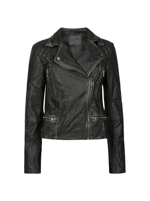 ALLSAINTS Women's Cargo Leather Biker Jacket - Black Grey