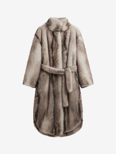 The Frankie Shop Ravello Faux Fur Robe Coat - Grey