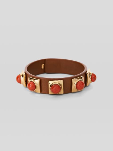 Etro LEATHER CROWN ME BRACELET WITH STUDS AND CABOCHON STONES