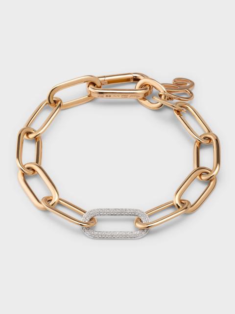 18K Rose Gold Oval Chain Diamond Link Bracelet