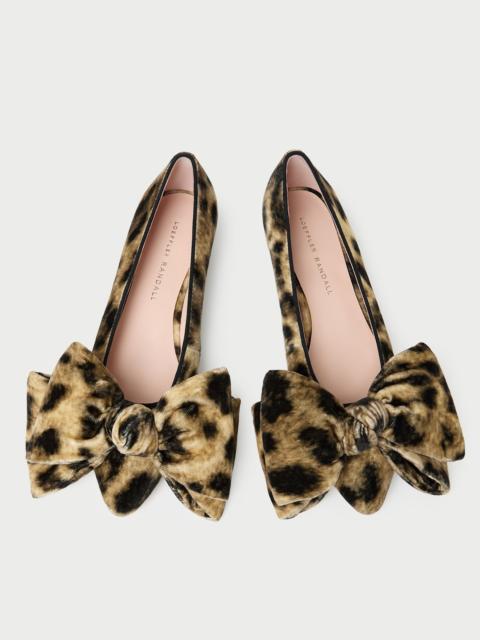 LOEFFLER RANDALL Noa Leopard Velvet Bow Flat