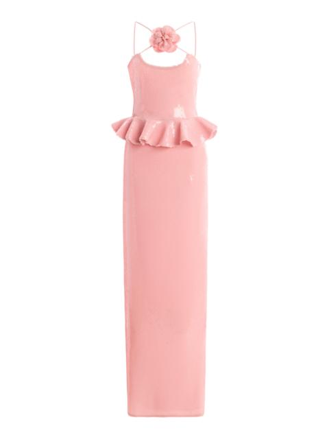 RODARTE Sequined Peplum Gown pink