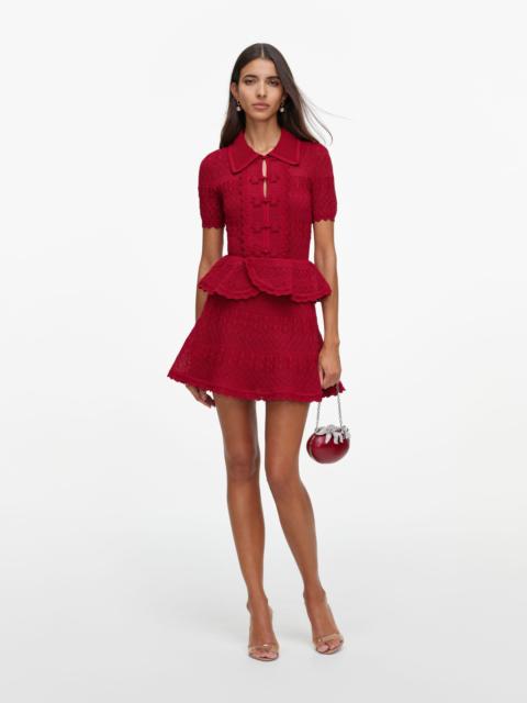 self-portrait Red Knit Peplum Mini Dress