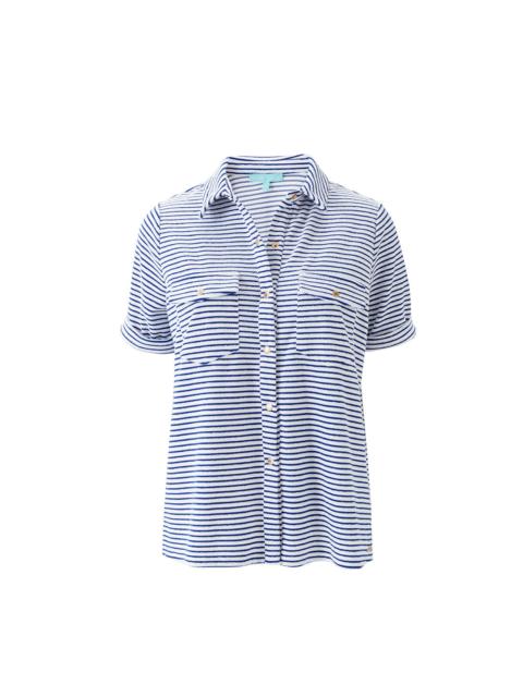 MELISSA ODABASH TORI NAVY STRIPE SHIRT