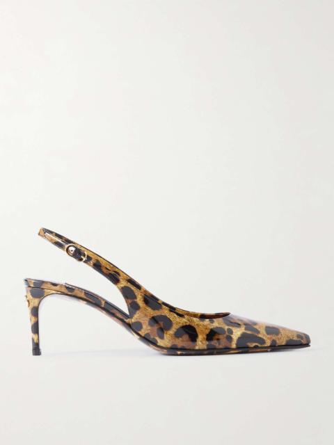 Dolce & Gabbana Mun leopard-printed patent-leather slingback pumps