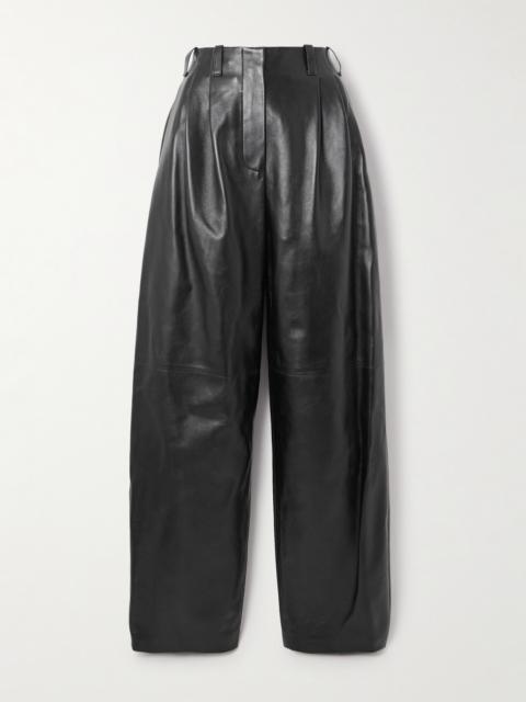 Givenchy Pleated Leather Barrel-leg Pants