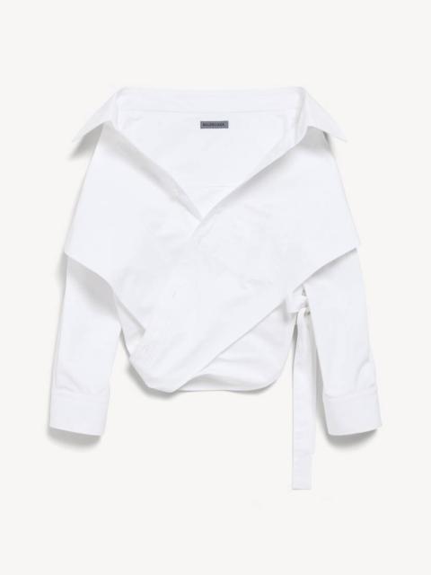 BALENCIAGA Women's Off-shoulder Wrap Shirt in White