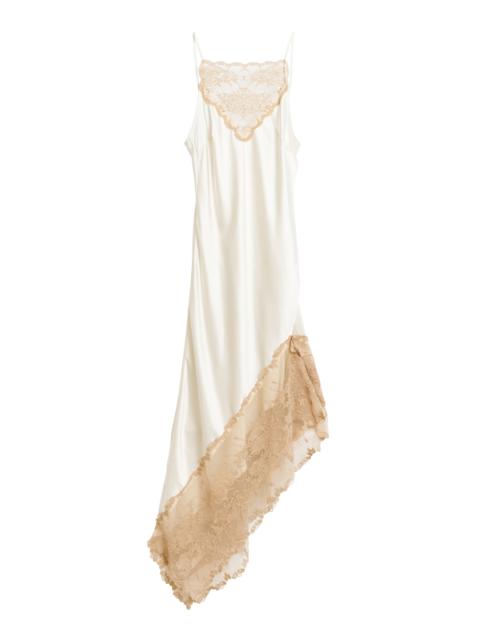 Laynee Asymmetric Lace-Trimmed Slip Dress white