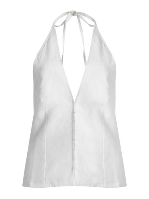 DEIJI STUDIOS Close Linen Halter Top white