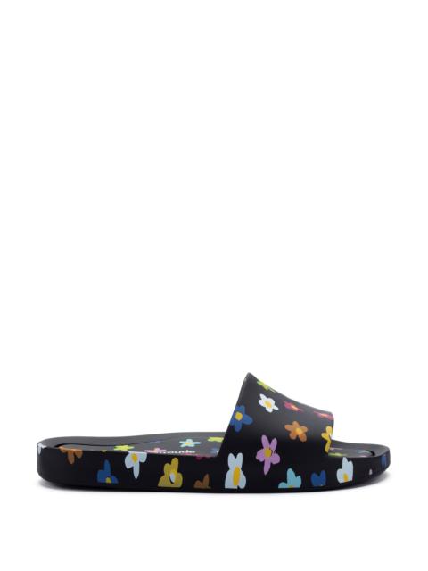 Larroudé Melissa x Larroudé Pool Slide in Rainbow Floral Rubber