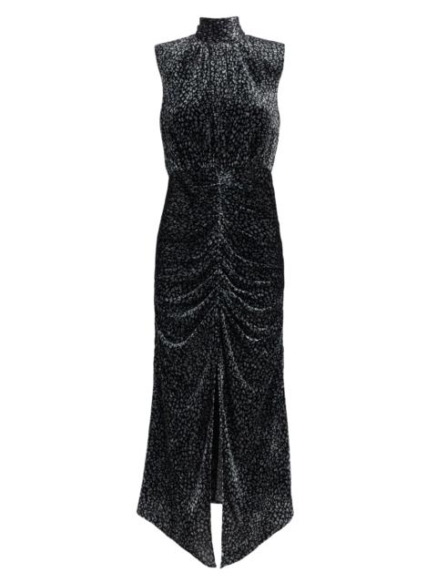 RAMY BROOK Women's Lennon Speckled Ruched Midi-Dress - Black Combo Printed Velvet