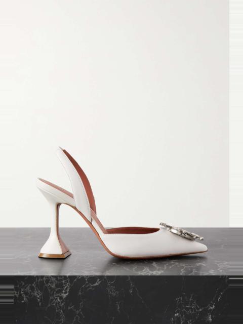 Amina Muaddi Begum Swarovski crystal-embellished leather slingback pumps