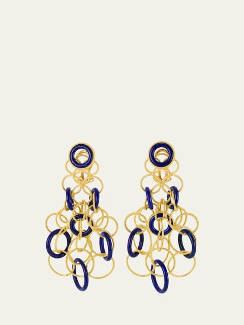 Buccellati Hawaii Color 18K Yellow Gold Lapis Lazuli Earrings, 7cm