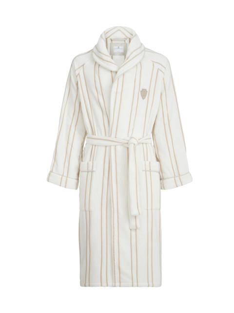 Brunello Cucinelli Women's Striped Cotton Terrycloth Bathrobe with Logo - Buff