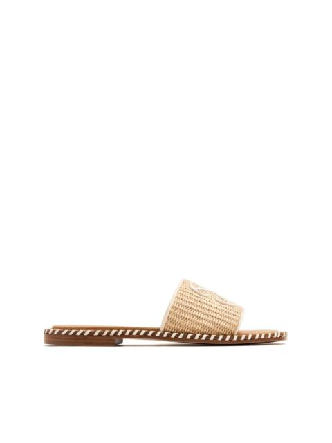 Twist Arrow-embroidered raffia slides