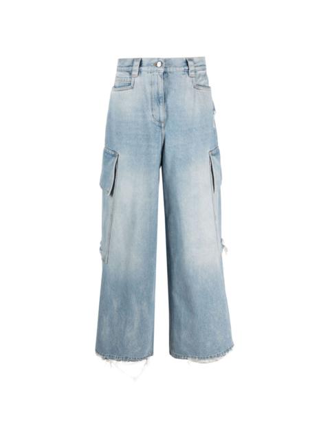 ripped-detail wide-leg jeans