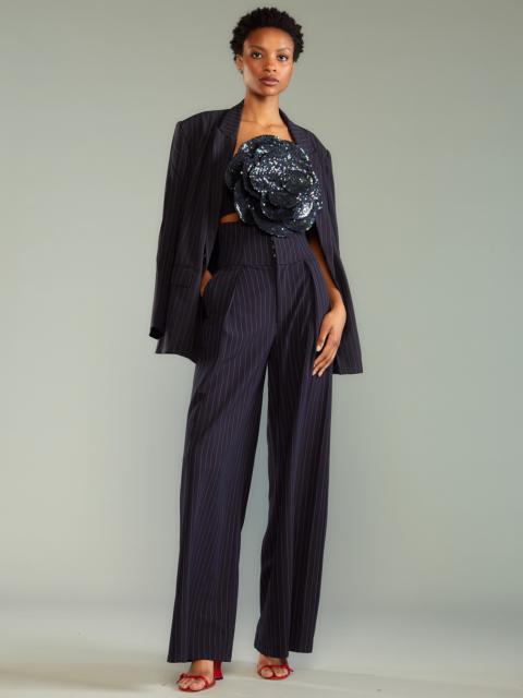 CYNTHIA ROWLEY Pinstripe Corset Waist Pants