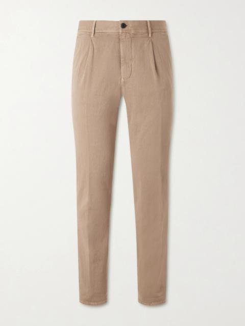 SLOWEAR Tapered Pleated Cotton-Blend Gabardine Trousers