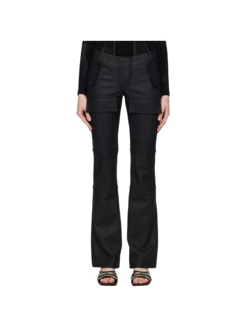 MISBHV Black Moto Faux-Leather Trousers