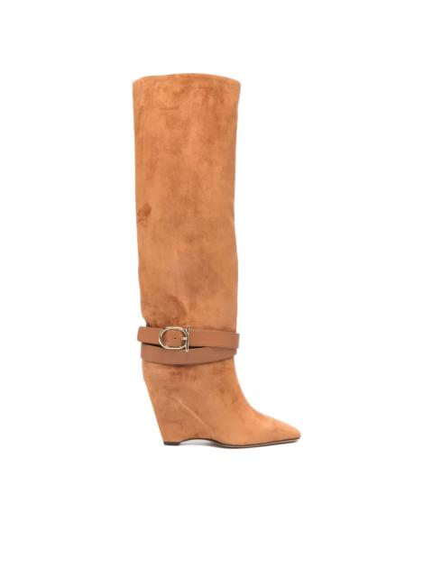 FERRAGAMO 90mm buckle-strap knee-high boots