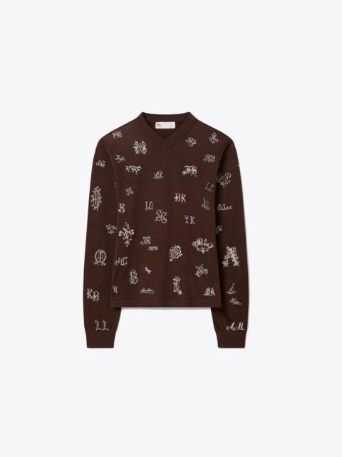 TORY BURCH Embroidered Silk Sweater