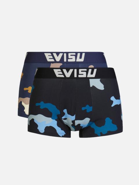 EVISU TWO-PACK ALLOVER CAMOUFLAGE PRINT TRUNKS