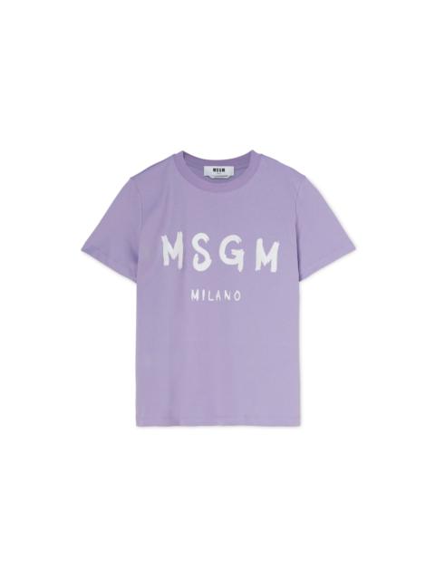 Cotton crewneck t-shirt with new brushed MSGM logo