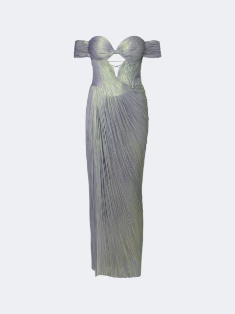 MARIA LUCIA HOHAN Edena pleated off-shoulder silk bustier gown