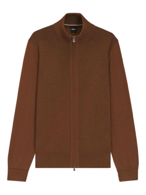 textured zip-up cardigan