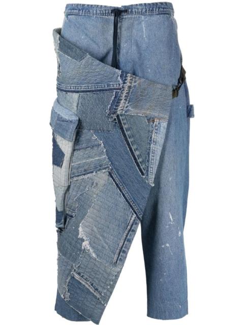 Greg Lauren patchwork drawstring-waist tapered jeans