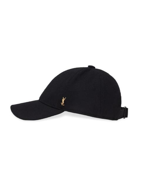 SAINT LAURENT Men's Felt Baseball Cap - Black